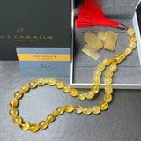 مسبحة تسبيح من كهرمان البلطيق الأصلي الفاخر، مقاس 11 مم × 14 مم، وزن 47.7 غرام.