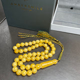 White Pressed Amber Style Misbaha Tasbih 36g | 10mm | 47 beads