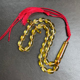 مسبحة صلاة إسلامية بلون العنبر الليموني، 7.5 × 11 مم، 15.4 غرام