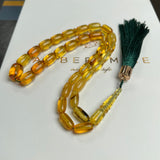 مسبحة صلاة إسلامية بلون العنبر الليموني، 6 × 10 مم، 10 غرام