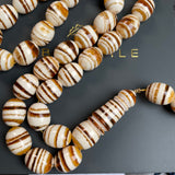 Handmade White Amber Misbaha 12x15mm 63.25g 33 beads LAB certificate