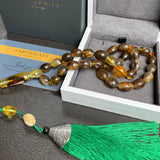 Black&Lemon Amber Misbaha Islamic Prayer Beads 8x12mm 20.5g