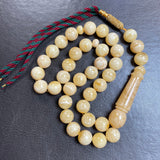 White Amber Misbaha Tasbih Islamic Prayer Beads 13mm 58g