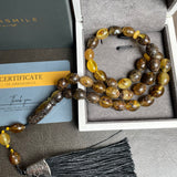 Black&Lemon Amber Misbaha Islamic Prayer Beads 9x11mm 22.1g