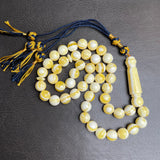 White Pressed Amber Style Misbaha Tasbih 37g | 10mm | 47 beads