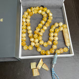 Handmade White Amber Misbaha 11mm 57.15g 66 beads LAB certificate