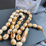 Handmade Honey White Amber Misbaha 12x15mm 60.25g 33 beads LAB certificate