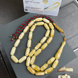 Natural Royal White Amber Misbaha Tasbih 33 Beads | 8x18mm | 31.5g