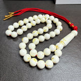 White Pressed Amber Style Misbaha Tasbih 35g | 10mm | 45 beads
