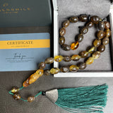 Black&Honey Amber Misbaha Islamic Prayer Beads 9x12mm 21.3g