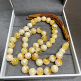 مسبحة يدوية الصنع من العنبر الأبيض العسلي | 11.6 مم | 44.5 غ | 45 حبة