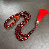Dark Honey Amber Misbaha Islamic Prayer Beads 6x8.5mm 9g