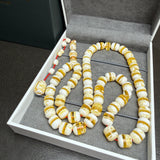 White Pressed Amber Style Misbaha Tasbih | 50.6g | 10×12mm | Islamic Prayer Beads