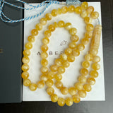 Handmade White Amber Misbaha 11mm 57.15g 66 beads LAB certificate