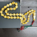 White Pressed Amber Style Misbaha Tasbih 100g | 14x17mm | 47 beads