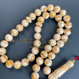 Handmade White Amber Misbaha 10mm 30.4g 45 beads LAB certificate
