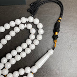 White Pressed Amber Style Misbaha Tasbih 38g | 10mm | 51 beads