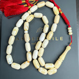 Royal White Amber Misbaha Tasbih 33 Beads 7x15mm 25.7g Lab certificate