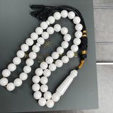 White Pressed Amber Style Misbaha Tasbih 38g | 10mm | 51 beads