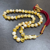 Handmade Honey White Amber Misbaha | 11.8mm | 46.5g | 45 beads