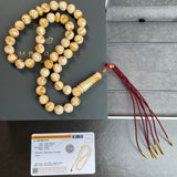 Handmade White Amber Misbaha 10mm 30.3g 45 beads LAB certificate
