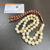 Handmade White Amber Misbaha | 11.7mm | 44.15g | 45 beads + Lab certificate