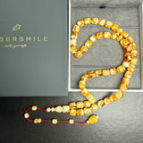 White Pressed Amber Style Misbaha Tasbih | 51.3g | 10×12mm | Islamic Prayer Beads
