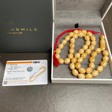 Handmade Honey Amber Misbaha 11x13mm 46.3g 45 beads LAB certificate