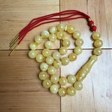 Handmade White Amber Misbaha Tasbih Islamic Prayer Beads 12mm 40.5g