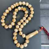 Handmade White Amber Misbaha 10mm 30.3g 45 beads LAB certificate