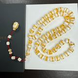 White Pressed Amber Style Misbaha Tasbih | 50.6g | 10×12mm | Islamic Prayer Beads