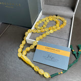 مسبحة إسلامية مصنوعة يدوياً من العنبر الأصفر، مقاس 10×14 مم، وزن 46.7 غرام