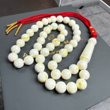 White Pressed Amber Style Misbaha Tasbih 35g | 10mm | 45 beads