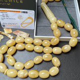 WHITE EGG SHAPE NATURAL AMBER MISBAHA 16.5mm x 21.8mm 145g