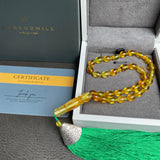 مسبحة صلاة إسلامية بلون العنبر الليموني، 6 × 8 مم، 9.7 غرام