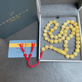 White Baltic Amber Misbaha Tasbih Islamic Prayer Beads 11.7mm 48g