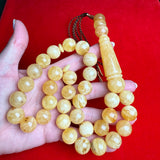 مسبحة مسبحة العنبر الأبيض مسبحة صلاة سبحة 15.5 ملم 87.4 جرام