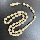 White Pressed Amber Style Misbaha Tasbih 21g | 8x12mm | 33 beads