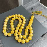 White Pressed Amber Style Misbaha Tasbih 36g | 10mm | 47 beads
