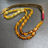 Lemon Amber Misbaha Islamic Prayer Beads 6x11mm 12.2g