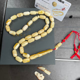 Natural Royal White Amber Misbaha Tasbih 33 Beads | 9x18mm | 45g