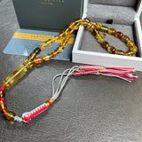 مسبحة إسلامية بلون العنبر العسلي، 7.5 × 11 مم، 17.7 غرام