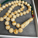 Handmade White Amber Misbaha 10mm 29.9g 45 beads LAB certificate