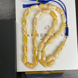 Natural Royal White Amber Misbaha Tasbih 33 Beads | 8x17mm | 27g