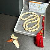 Royal White Amber Misbaha Tasbih 33 Beads 7x15mm 25.7g Lab certificate