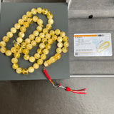 Handmade Yellow Amber Misbaha 10mm 48,2g 66 beads LAB certificate