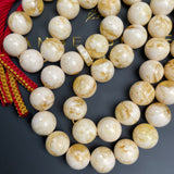 مسبحة من الكهرمان الأبيض مصنوعة يدوياً | 11.5 مم | 45 غ | 45 حبة