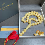 Tiger Natural Amber Misbaha Tasbih Islamic Prayer Beads 12.3mm 42.6g