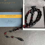 Black Amber Misbaha Islamic Prayer Beads 6x10mm 10.7g