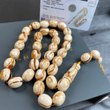 Handmade Honey White Amber Misbaha 12x15mm 59.75g 33 beads LAB certificate